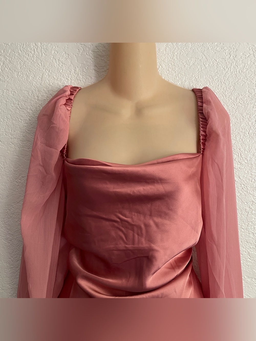WeWoreWhat Silky Cowl Satin Rosewood Pink Mini Dress Size 6 Romantic Tea Party - Picture 4 of 10